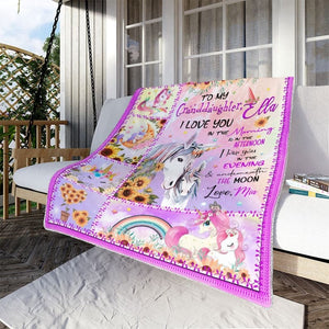 To My Granddaughter Blanket From Grandma,Grandpa,Customized Name Unicorn Blanket For Girls,Custom Unicorn Blanket,Personalized Throw Blanket ktclubs.com