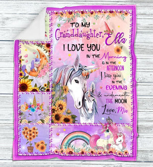 To My Granddaughter Blanket From Grandma,Grandpa,Customized Name Unicorn Blanket For Girls,Custom Unicorn Blanket,Personalized Throw Blanket ktclubs.com