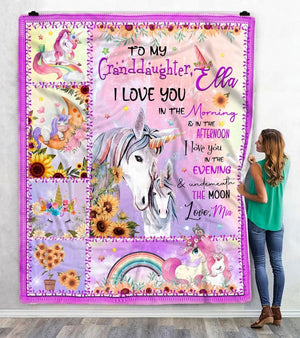 To My Granddaughter Blanket From Grandma,Grandpa,Customized Name Unicorn Blanket For Girls,Custom Unicorn Blanket,Personalized Throw Blanket ktclubs.com