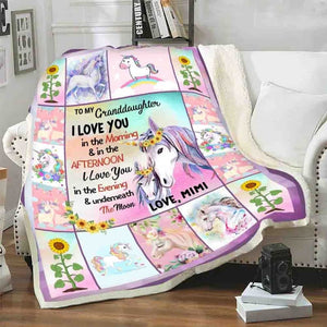To My Granddaughter Customized Blanket, Gift For Granddaughter, Gift For Christmas, Unicorn Blanket For Girls, Unicorn Gift For Girls ktclubs.com