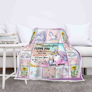 To My Granddaughter Customized Blanket, Gift For Granddaughter, Gift For Christmas, Unicorn Blanket For Girls, Unicorn Gift For Girls ktclubs.com