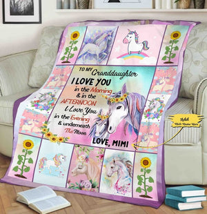 To My Granddaughter Customized Blanket, Gift For Granddaughter, Gift For Christmas, Unicorn Blanket For Girls, Unicorn Gift For Girls ktclubs.com
