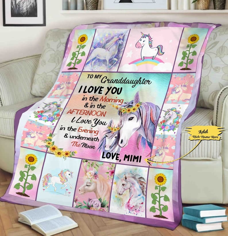 To My Granddaughter Customized Blanket, Gift For Granddaughter, Gift For Christmas, Unicorn Blanket For Girls, Unicorn Gift For Girls ktclubs.com