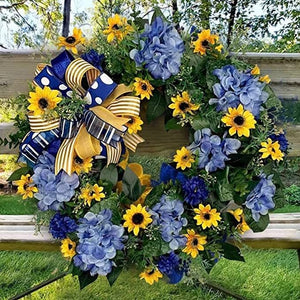 Ukrainian flag sunflower front door wreath ktclubs.com