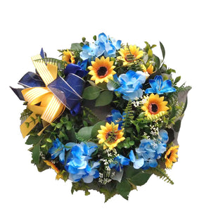 Ukrainian flag sunflower front door wreath ktclubs.com