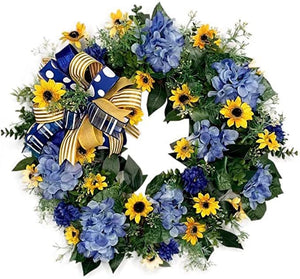 Ukrainian flag sunflower front door wreath ktclubs.com