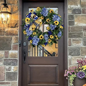 Ukrainian flag sunflower front door wreath ktclubs.com