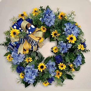 Ukrainian flag sunflower front door wreath ktclubs.com