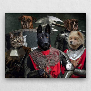 Warrior Family Portrait Of Animals Pet On Canvas ktclubs.com