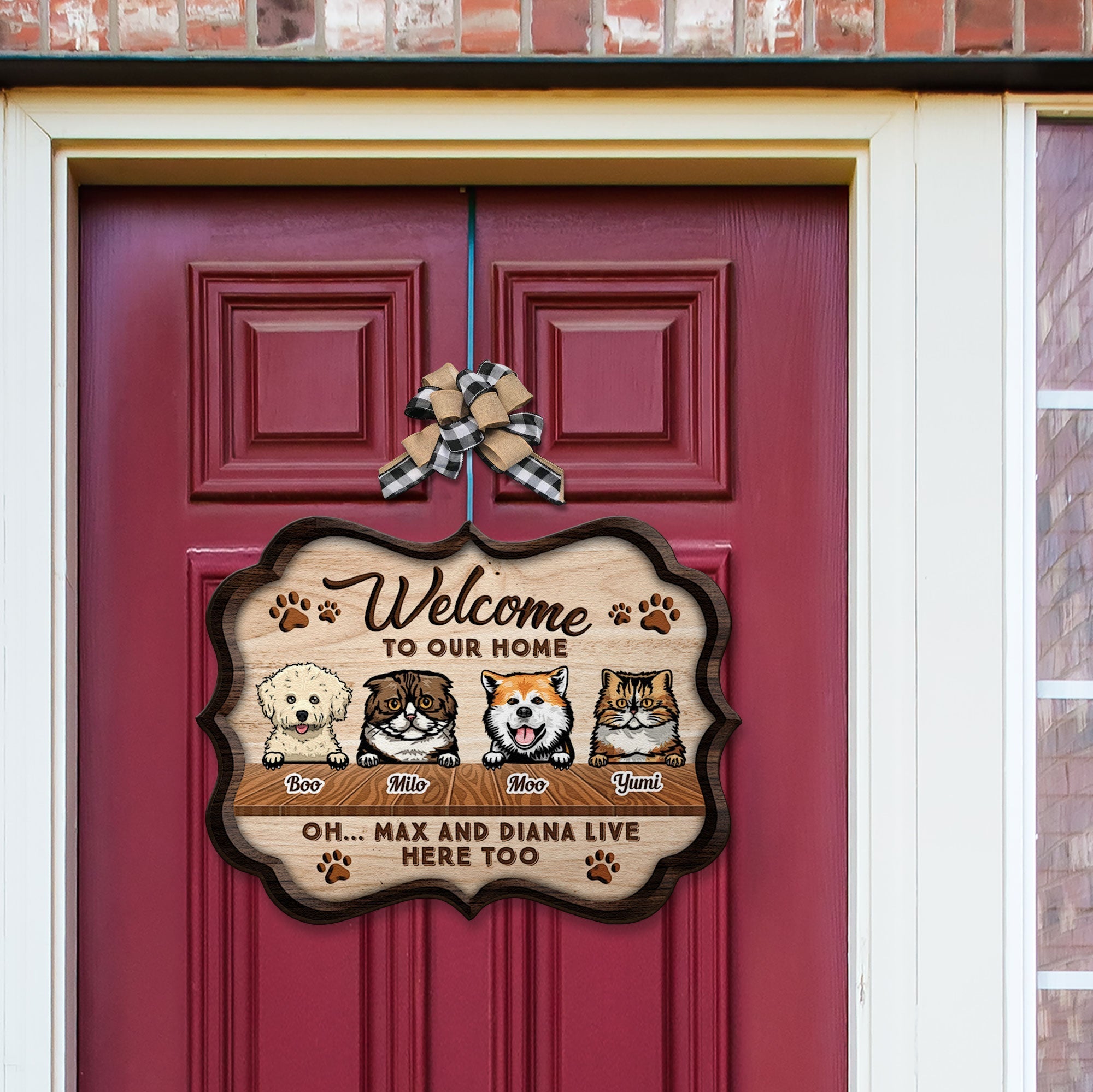Welcome To Our Home - Personalized Custom Shaped Wood Sign - Funny, Birthday, Home Decor Gift For Family, Pet Lovers, Pet Owners