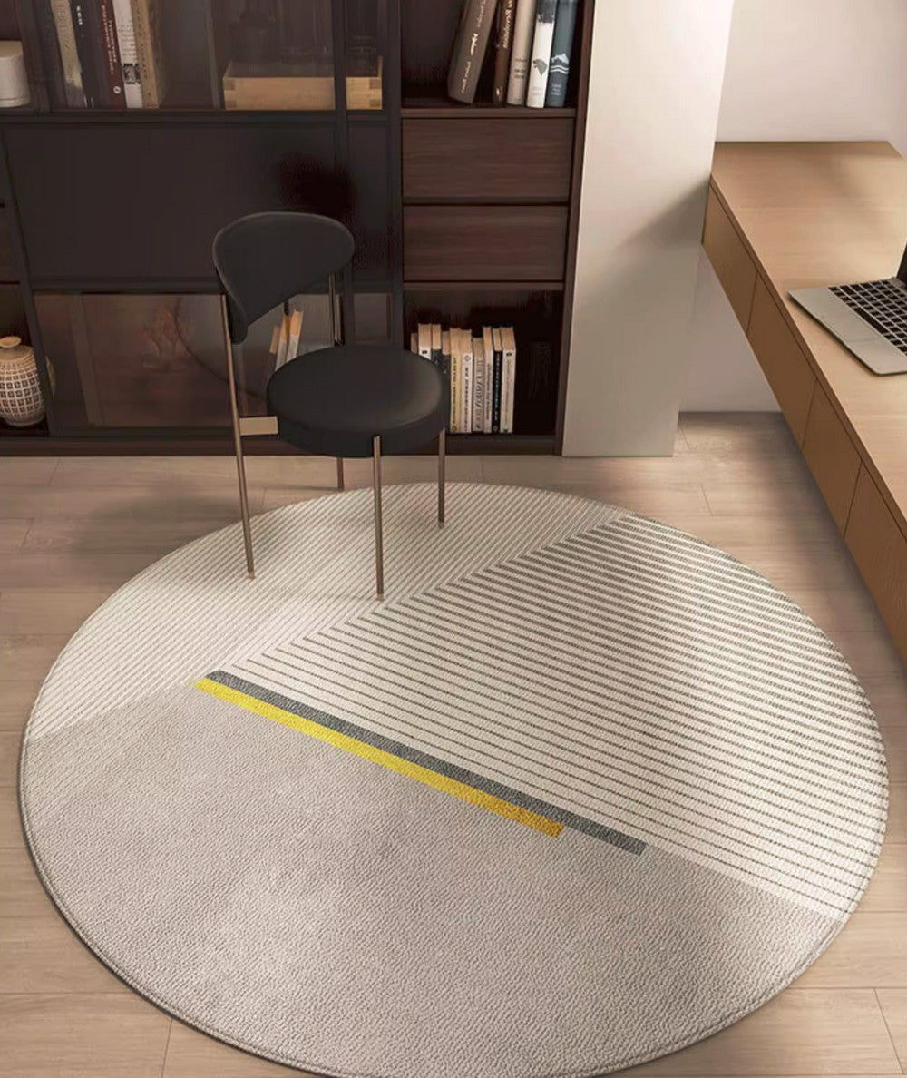 Modern Round Rugs under Coffee Table, Dining Room Modern Rugs, Gray Contemporary Round Rugs under Chairs, Circular Area Rugs for Bedroom