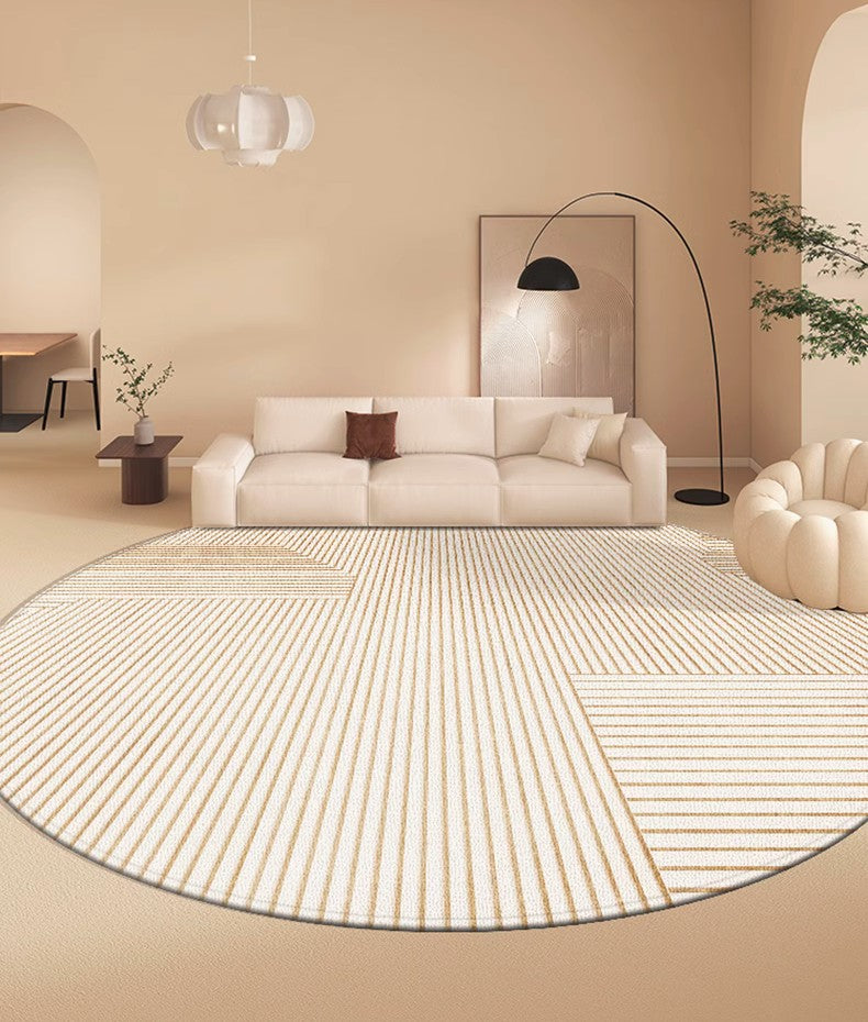 Dining Room Contemporary Round Rugs, Circular Modern Rugs under Chairs, Bedroom Modern Round Rugs, Geometric Modern Rug Ideas for Living Room