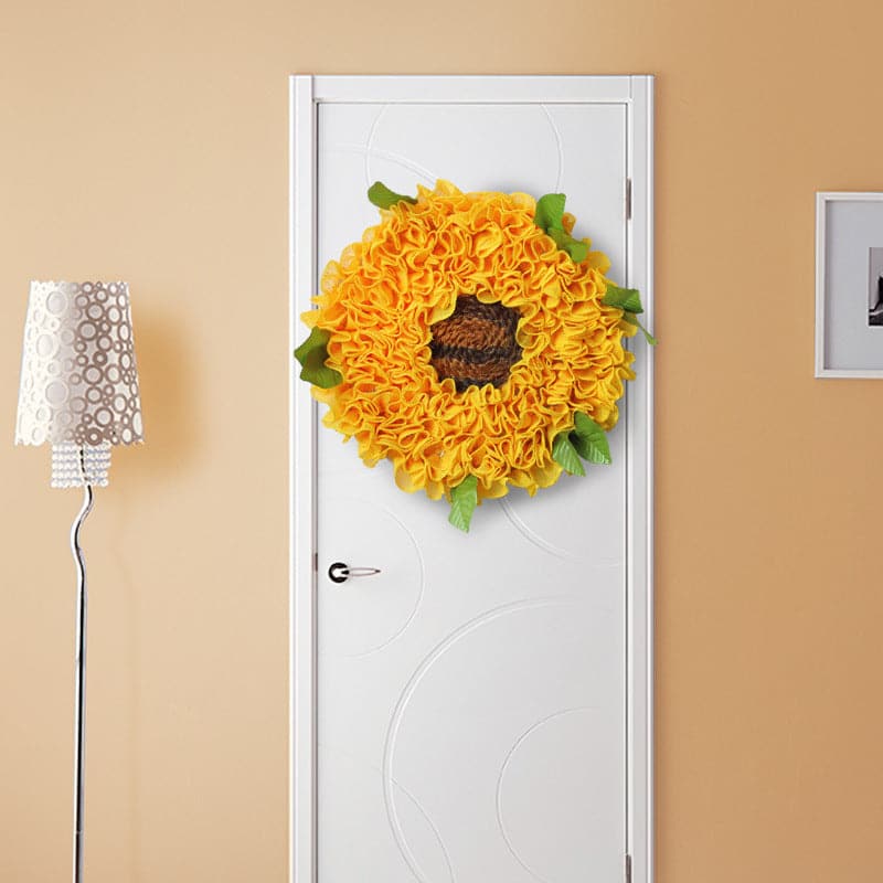 Yellow sunflower wreath round wreath decorations simulation flowers door hanging holiday hanging ring hanging ktclubs.com