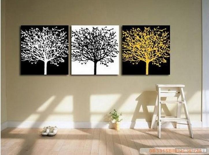 Black and White Art, Abstract Painting, 3 Piece Canvas Painting, Modern Art, Huge Painting, Tree of Life Art Painting