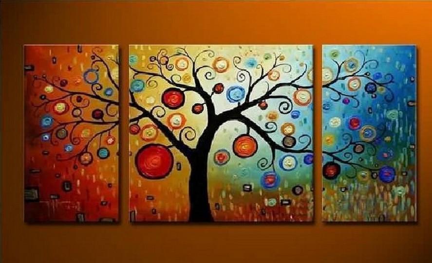 Heavy Texture Painting, Tree of Life Painting, 3 Piece Canvas Painting, Extra Large Painting, Huge Art