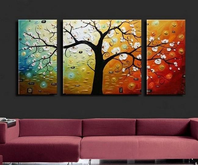 3 Piece Wall Art Paintings, Tree of Life Painting, Canvas Painting for Dining Room, Huge Painting for Sale, Living Room Paintings