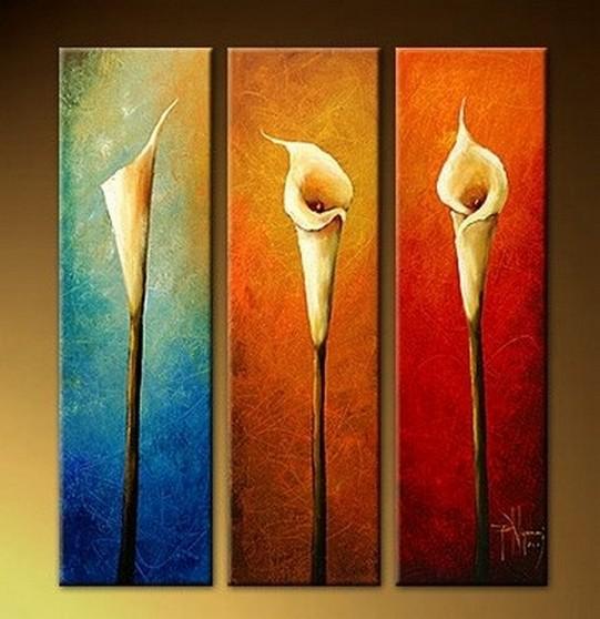 Calla Lily Art, Abstract Art, Flower Art, Bedroom Wall Art, Large Art, Wall Painting, 3 Piece Wall Art, Canvas Art