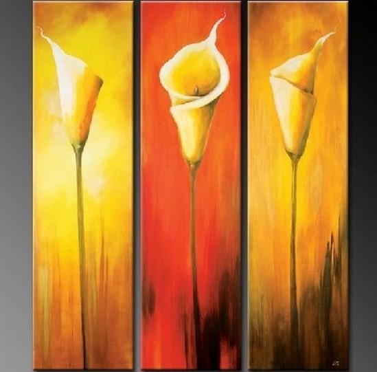 Calla Lily Art, Abstract Flower Painting, Flower Canvas Painting, Bedroom Wall Art Paintings, 3 Piece Wall Art, Dining Room Canvas Art Ideas