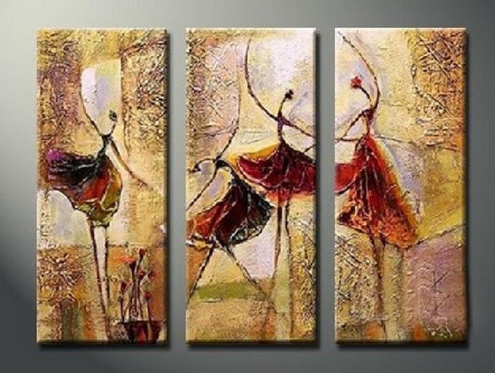 Bedroom Wall Art, Canvas Painting, Ballet Dancer Painting, Abstract Figure Art, Acrylic Art, 3 Piece Wall Art