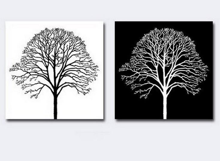 Canvas Painting, Black and White Art, Abstract Painting, Wall Hanging, Tree of Life Art Painting