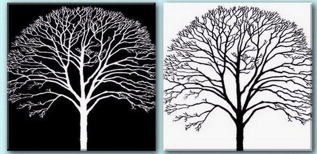 Tree Painting, Black and White Art, Abstract Art, Abstract Painting, Wall Art, Wall Hanging, Dining Room Wall Art, Modern Art, Hand Painted Art