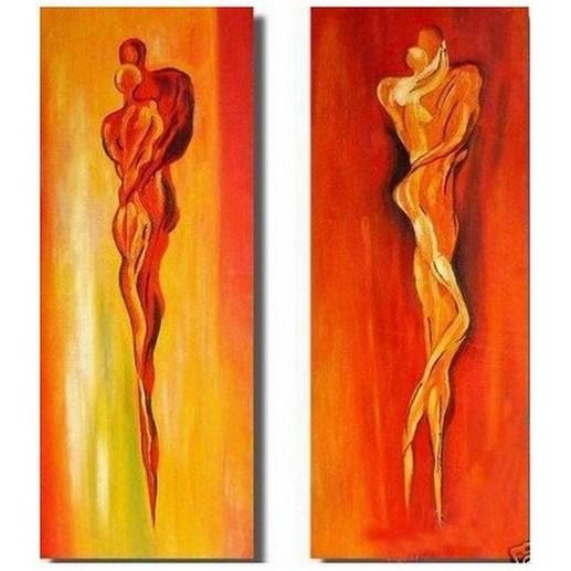 Contemporary Art, Abstract Art of Love, Bedroom Wall Decor, Art on Canvas, Lovers Painting