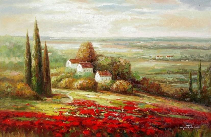 Landscape Painting, Impasto Wall Art, Red Poppy Field, Flower Field, Wall Art, Art Painting, Canvas Painting, Heavy Texture Art, Canvas Oil Painting, Canvas Art