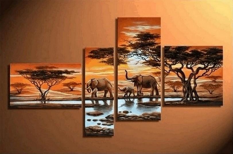 African Painting Sunset Animal Painting, African Painting, Living Room Wall Art, Modern Art, Contemporary Art, Modern Art