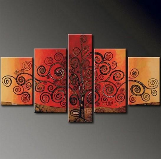 Tree of Life Painting, Abstract Acrylic Painting, 5 Piece Canvas Painting, Simple Wall Art Paintings, Living Room Wall Art Ideas