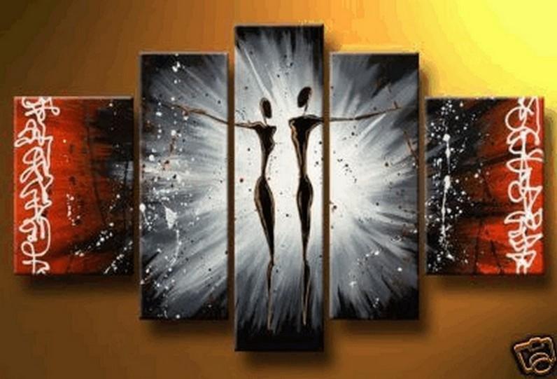 Dancing Figure Painting, Canvas Painting, Wall Art, Large Art, Abstract Painting, 5 Piece Wall Art, Bedroom Wall Art