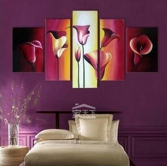 Abstract Flower Painting, Calla Lily Painting, Acrylic Flower Art, Canvas Painting for Dining Room, Abstract Painting, 5 Piece Wall Art Paintings