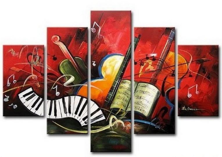 Canvas Art Painting, Abstract Painting, Abstract Art, 5 Piece Oil Painting, Canvas Painting, Violin Music Art