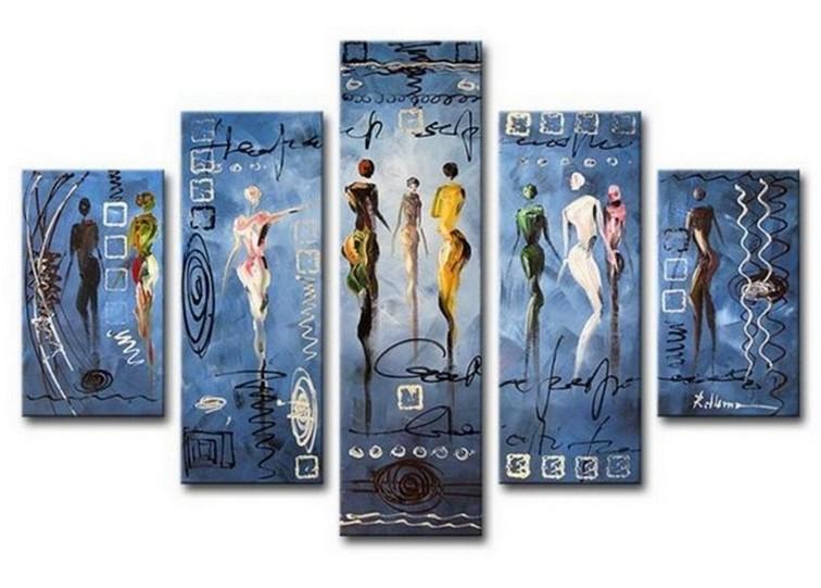 Abstract Art, Abstract Figure Art, Canvas Painting, Large Wall Art, Abstract Painting, Living Room Art, 5 Piece Art, Living Room Wall Art