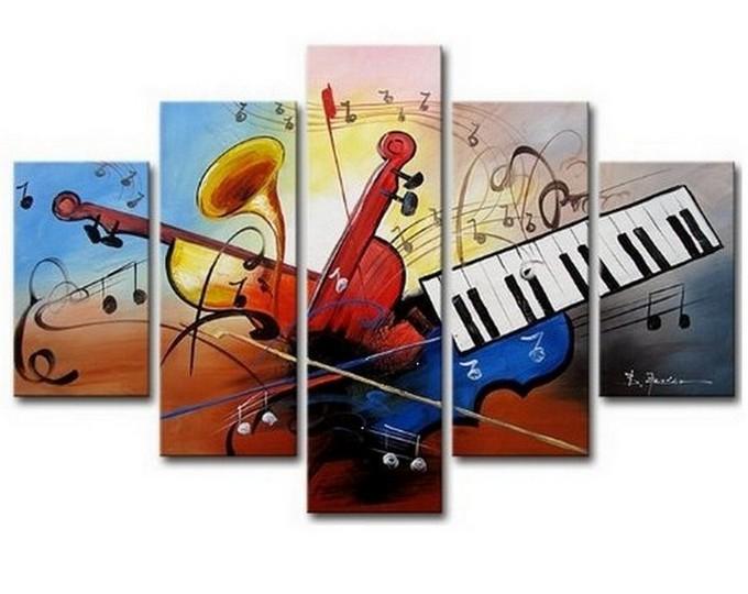 Large Canvas Art, Abstract Art, Canvas Art Painting, Abstract Painting, Wall Art, 5 Piece Wall Painting, Canvas Painting, Violin Music Art