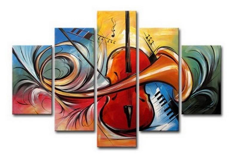 Violin Music Art, Canvas Art Painting, Abstract Painting, Wall Art, Acrylic Art, 5 Piece Wall Painting, Canvas Painting