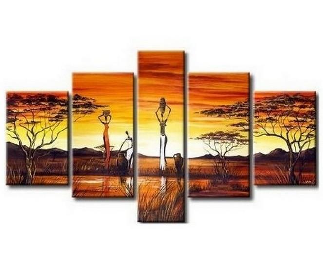 Large Canvas Art, 5 Piece Abstract Art, African Woman Painting, African Girl Painting, Canvas Painting, Abstract Painting, Bedroom Art painting