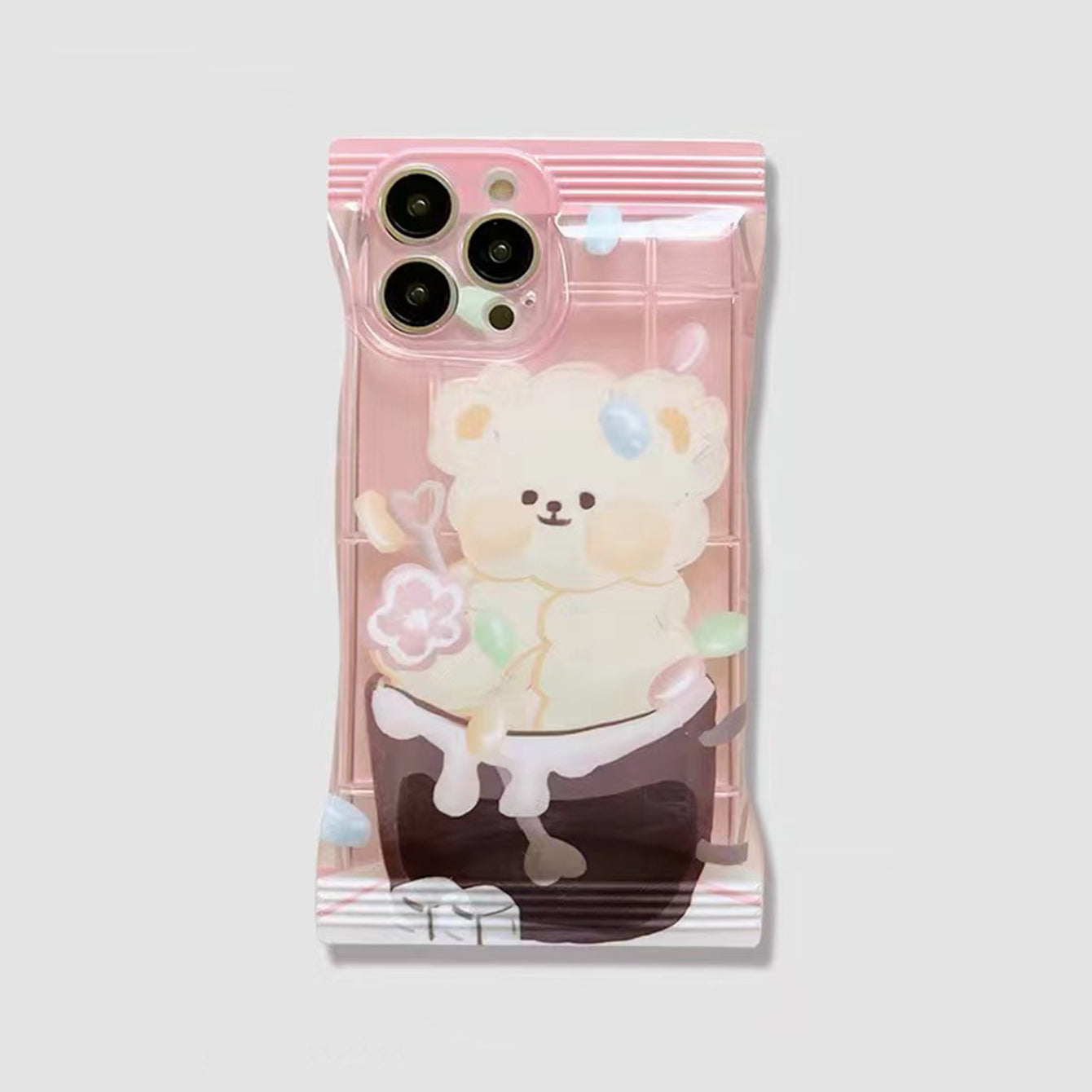 1pc Creative Candy Color Cartoon Animal Shockproof Phone Protective Case