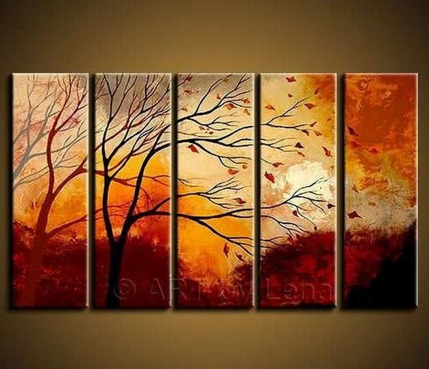 Landscape Painting, Large Wall Art, Abstract Art, Landscape Art, Canvas Painting, Oil Painting, 5 Piece Wall Art, Huge Wall Art, Ready to Hang