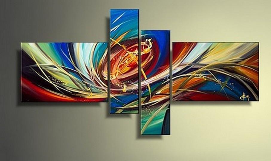Colorful Lines, Contemporary Abstract Painting, Acrylic Modern Paintings, 4 Piece Wall Art Paintings, Living Room Canvas Painting, Hand Painted Art, Simple Modern Art