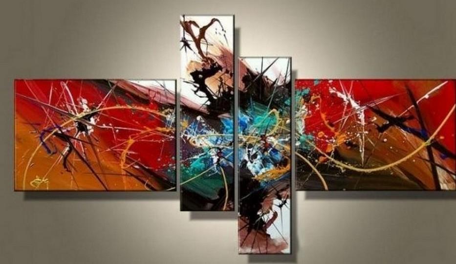 Abstract Modern Painting, 4 Piece Wall Art Paintings, Living Room Canvas Painting, Hand Painted Art, Group Painting for Sale
