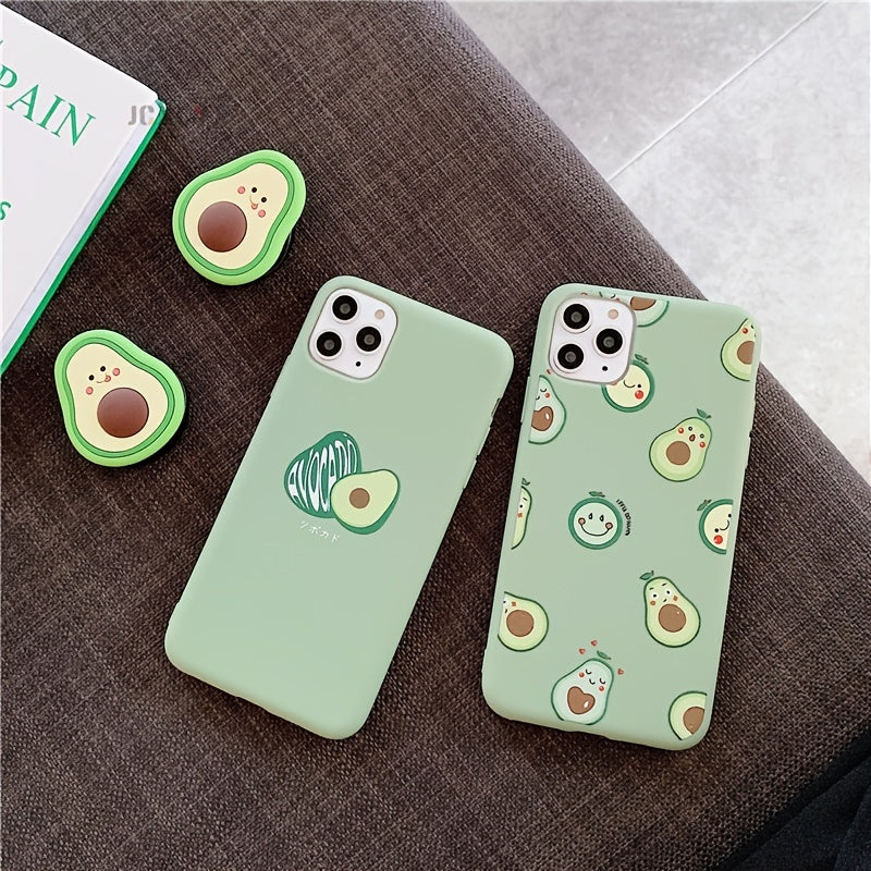 3D Luxury Cute Cartoon Fruit Avocado Soft Silicone Phone Case With Bracket