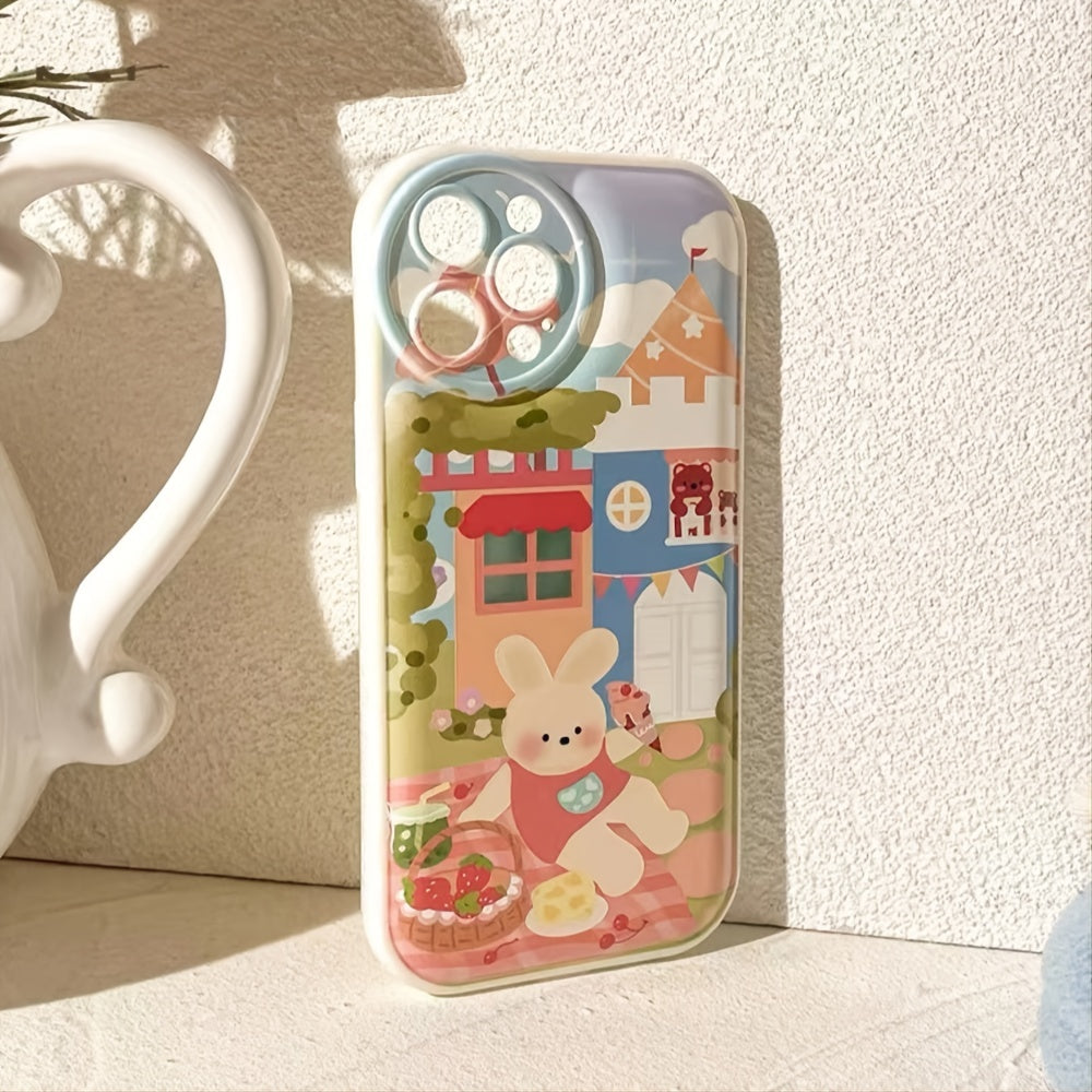 Cute Colored Rabbit Play House Mobile Phone Case