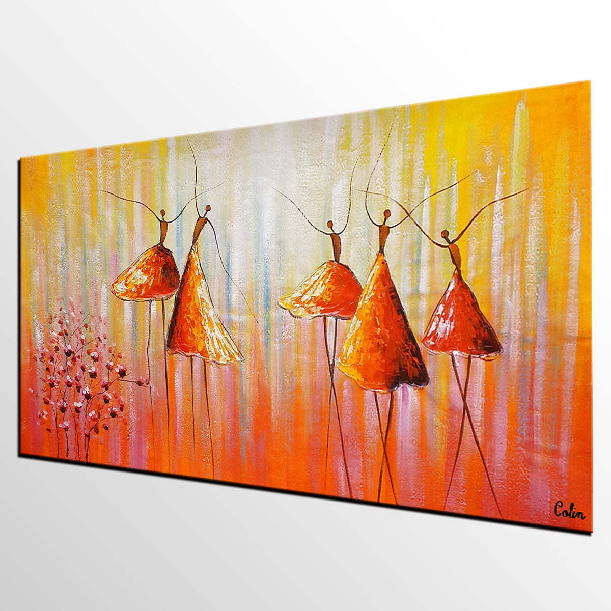 Dancing Painting, Ballet Dancer Painting, Large Abstract Painting for Sale, Heavy Texture Painting, Modern Paintings for Bedroom