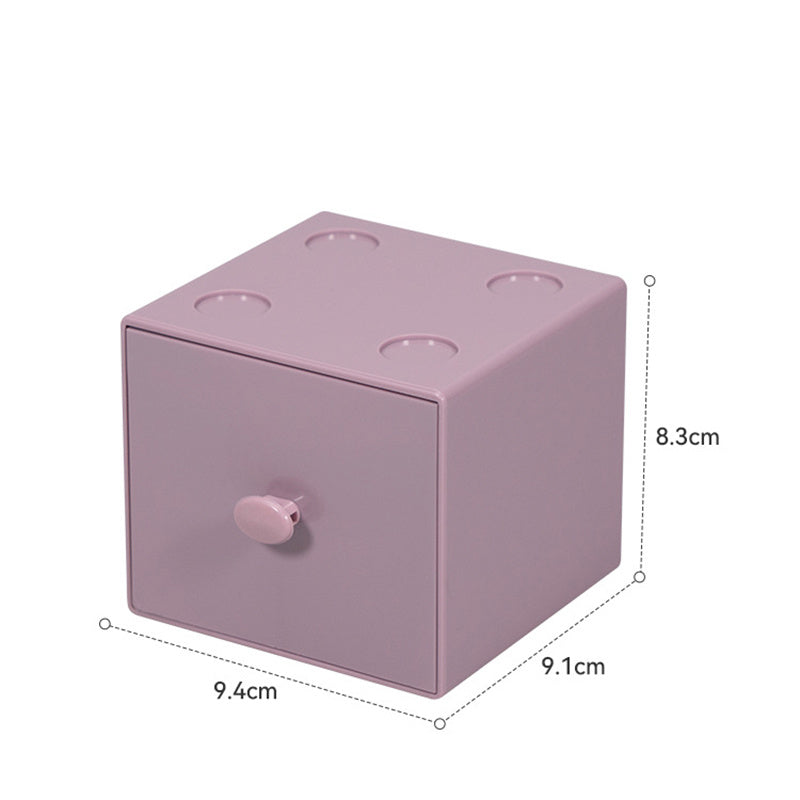 1pc 3.7x3.6x3.3 Inch Small Desk Organizer Box With Drawers For Craft Storage Stacking ,Office And Home