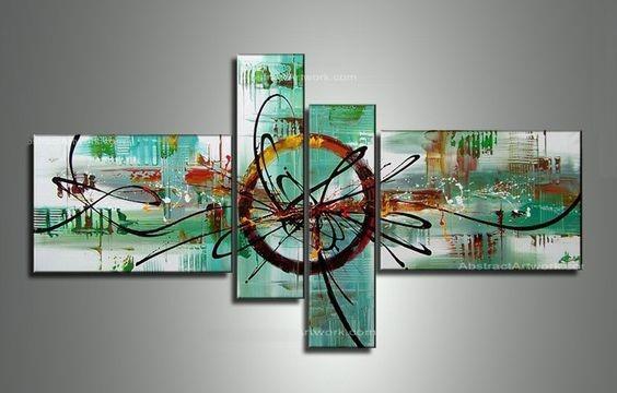 Abstract Oil Painting, Modern Canvas Painting, 4 Piece Canvas Art, Living Room Canvas Wall Art, Simple Modern Art, Large Painting on Canvas