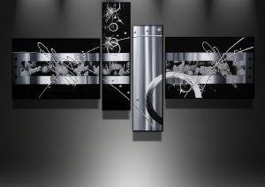 Abstract Canvas Wall Art Paintings, Black and White Painting, Living Room Modern Paintings, Acrylic Painting on Canvas, 4 Piece Wall Art, Buy Painting Online