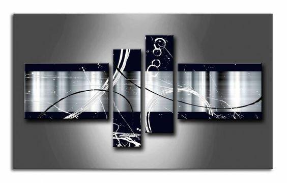 Huge Art, Black and White Large Canvas Art, Abstract Art, 4 Piece Canvas Art, Abstract Painting, Contemporary Wall Art