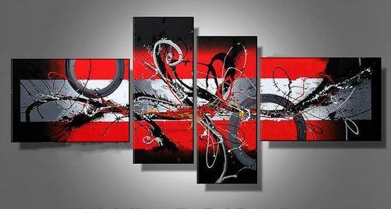 Simple Abstract Canvas Art, Black and Red Wall Art Paintings, Large Modern Paintings on Canvas, Extra Large Canvas Painting