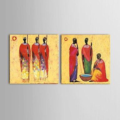 Hand Painted Art, 2 Piece Canvas Painting, African Figure Art, African Woman Painting, Wall Hanging
