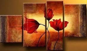 Abstract Art Set, Living Room Wall Art, Extra Large Painting, 4 Piece Abstract Painting, Flower Art, Contemporary Artwork